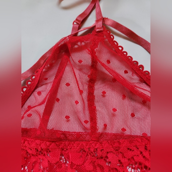 Wink Gal Womens Sheer Mesh Sexy Bralette Wireless Lace Red Sz XL - Picture 7 of 14